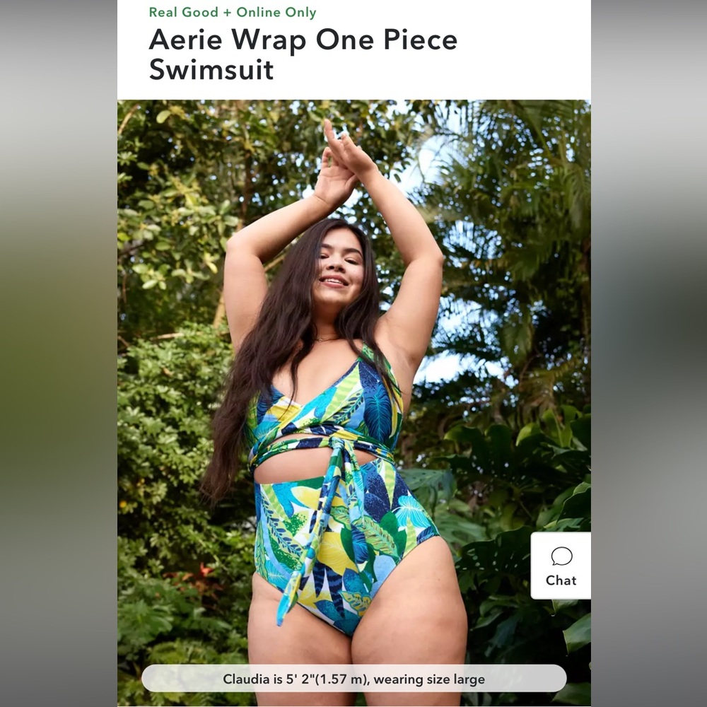AERIE -NWTs -Never Worn Turquoise Print one piece wrap bathing suit- Medium Long